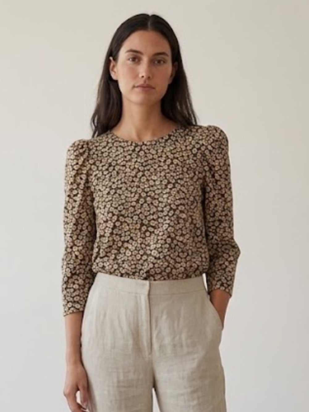 THE GREAT. Puff Sleeve Floral Prairie Top Blouse XS